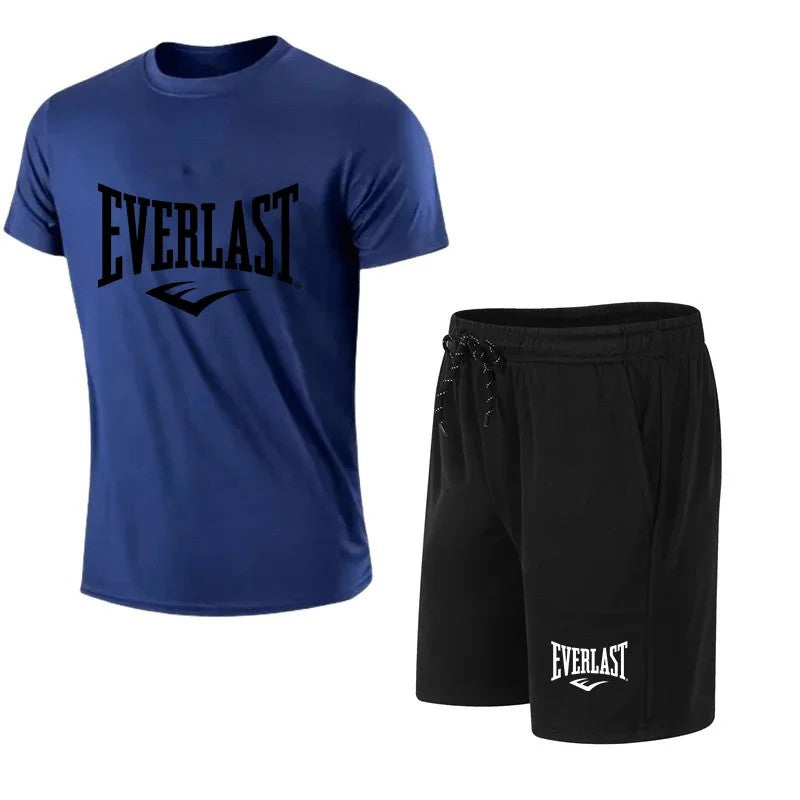 EVERLAST Conjunto de camiseta + shorts masculino, 2 peças, lazer, respiração,