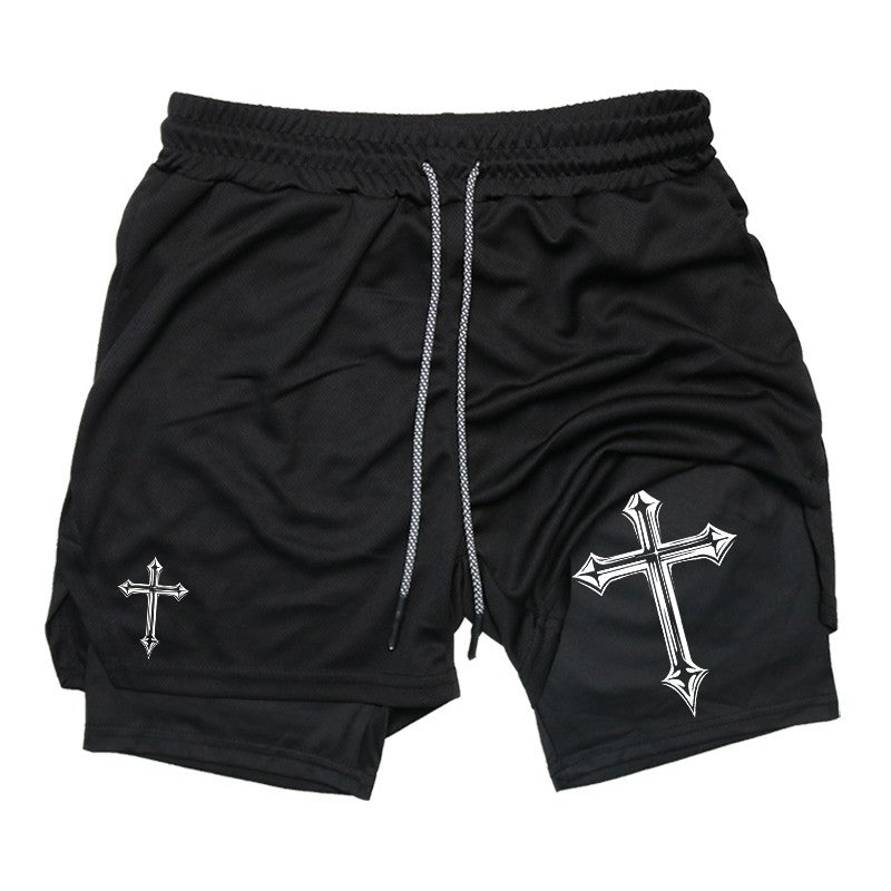 Shorts de treino para homens, shorts atléticos de ginástica cristã forro de a