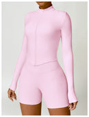 Camiseta feminina de manga comprida para corrida ao ar livre, fitness, peça ún