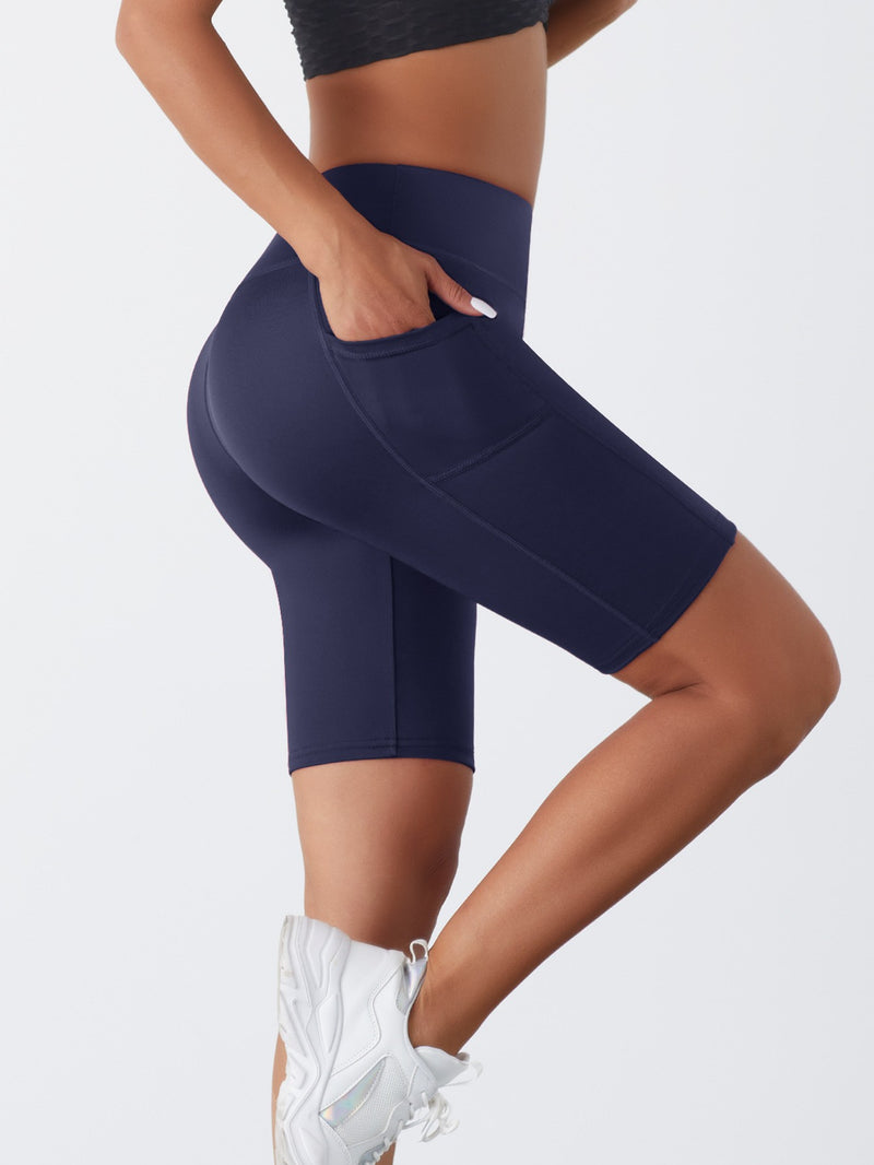 Mulheres cor sólida yoga shorts jogging corrida ciclismo fitness roupas esporti