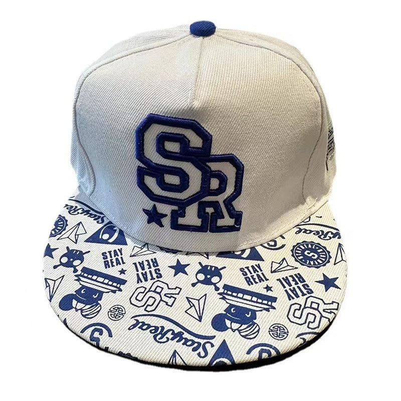 Nova moda masculina carta bordado maré all-match aba plana boné de beisebol ve