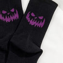 2 pares de meias masculinas e femininas, pretas e roxas, temáticas de Halloween