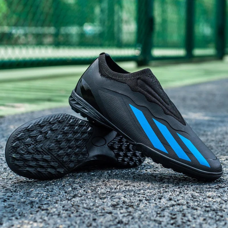 Sapatos de futebol de cano baixo unissex treinamento competição jogo sem costu