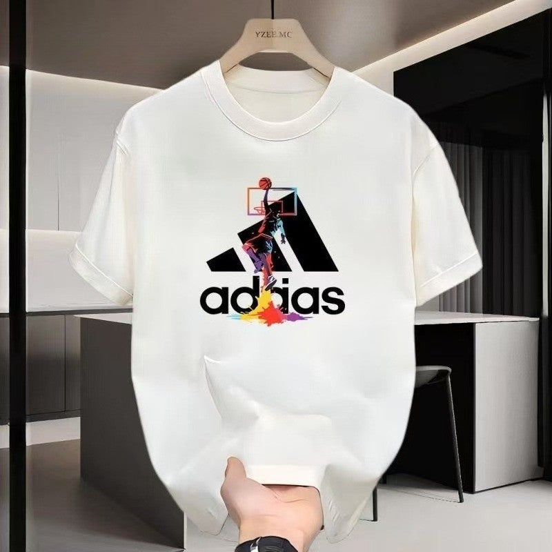 Marca na moda masculina e feminina popular camiseta de algodão pesado em torno