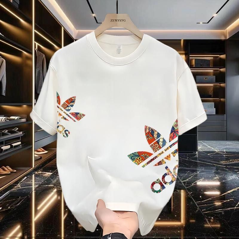 Verão novo casual masculino e feminino impresso de manga curta algodão camiset