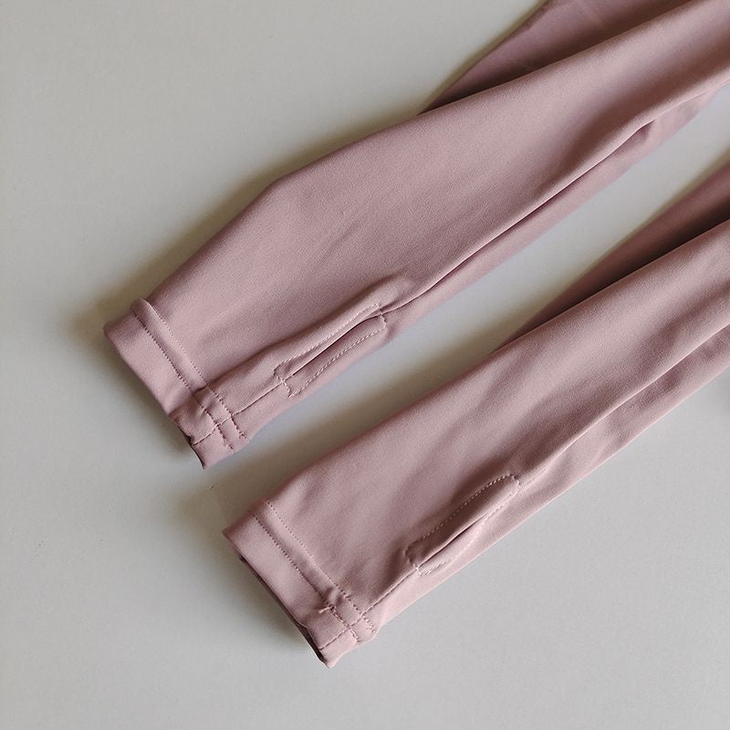 Roupas femininas de ioga magras de manga comprida, esportes ao ar livre, secagem
