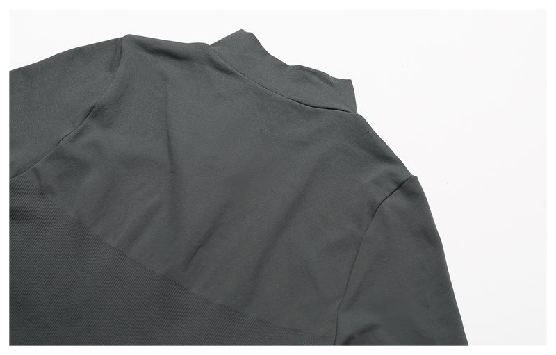 Jaqueta com zíper feminino colheita topos yoga camisetas sólidas esportes topo