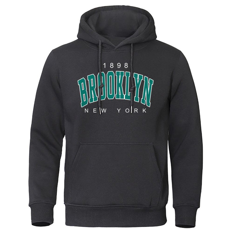 1898 Brooklyn New York Impresso Mens Hoodie Criatividade Crewneck Roupas Moda Ov