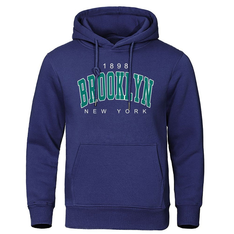 1898 Brooklyn New York Impresso Mens Hoodie Criatividade Crewneck Roupas Moda Ov