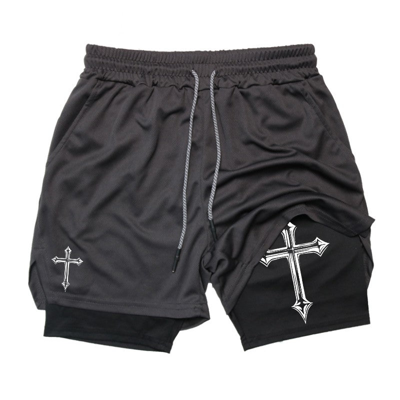 Shorts de treino para homens, shorts atléticos de ginástica cristã forro de a