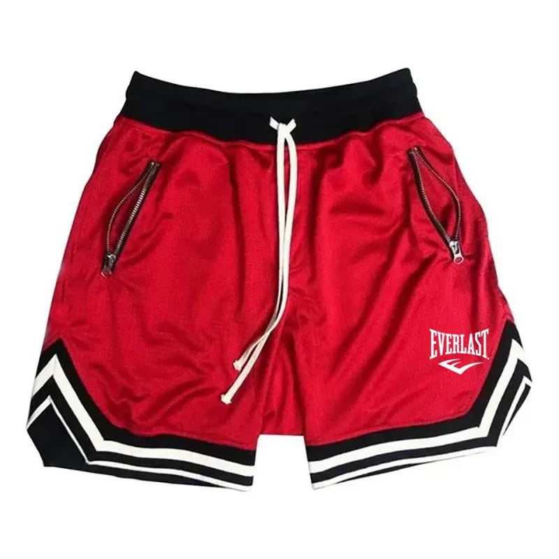 Everlast fitness esportes basquete shorts masculino verão casual solto malha sh
