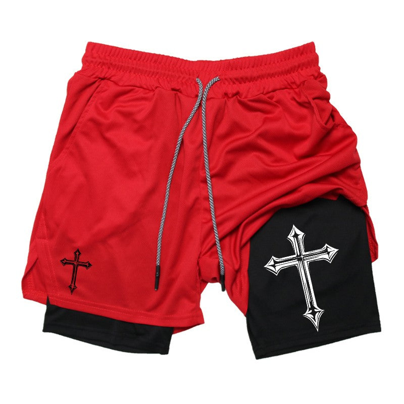 Shorts de treino para homens, shorts atléticos de ginástica cristã forro de a