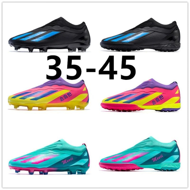 Sapatos de futebol de cano baixo unissex treinamento competição jogo sem costu