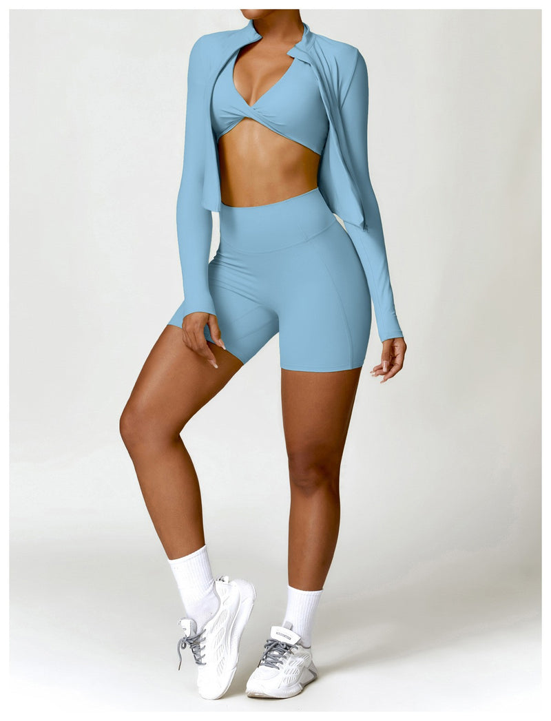 Camiseta feminina de manga comprida para corrida ao ar livre, fitness, peça ún