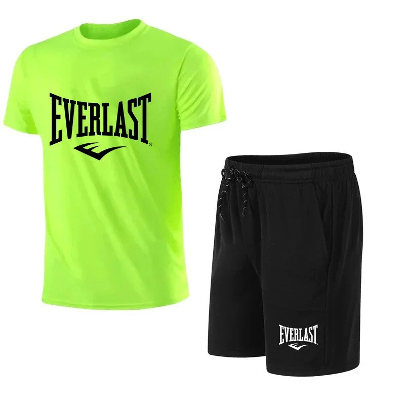 EVERLAST Conjunto de camiseta + shorts masculino, 2 peças, lazer, respiração,