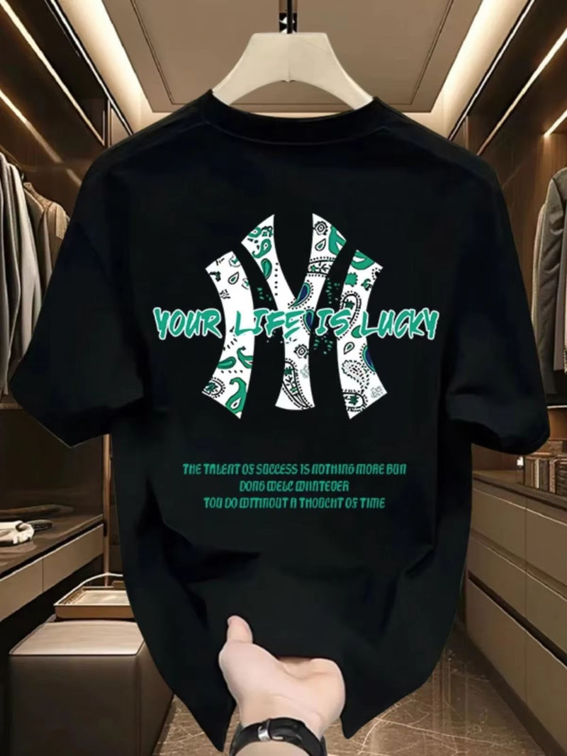 Verão 25 novo coreano masculino e feminino de alta qualidade casual tripulaçã