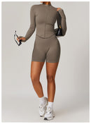 Jaqueta com zíper feminino colheita topos yoga camisetas sólidas esportes topo