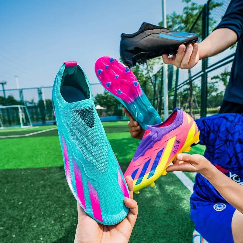 Sapatos de futebol de cano baixo unissex treinamento competição jogo sem costu