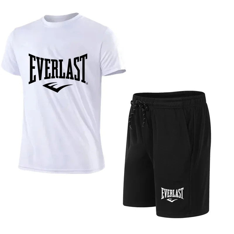 EVERLAST Conjunto de camiseta + shorts masculino, 2 peças, lazer, respiração,
