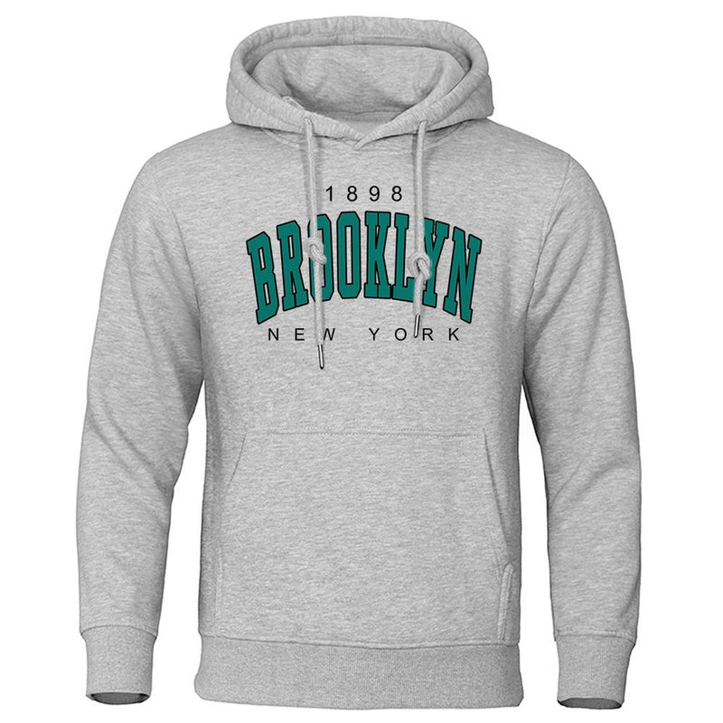 1898 Brooklyn New York Impresso Mens Hoodie Criatividade Crewneck Roupas Moda Ov