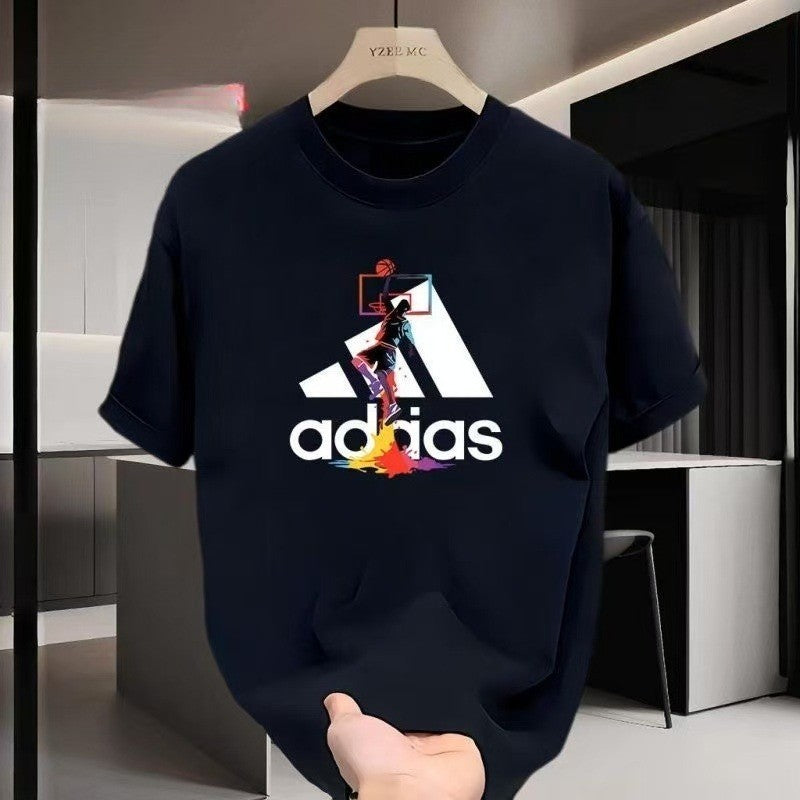 Marca na moda masculina e feminina popular camiseta de algodão pesado em torno