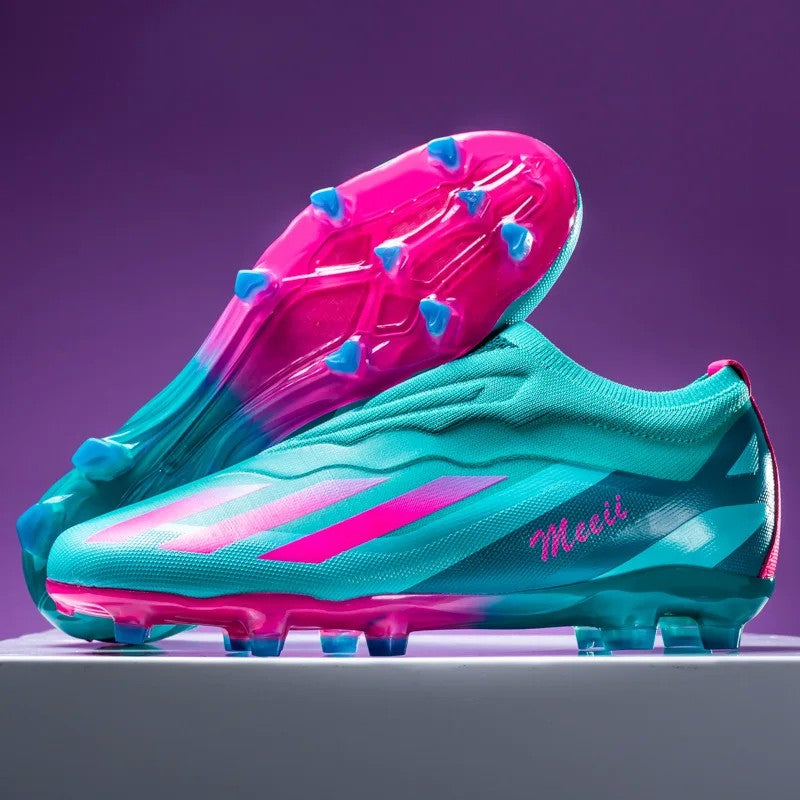 Sapatos de futebol de cano baixo unissex treinamento competição jogo sem costu