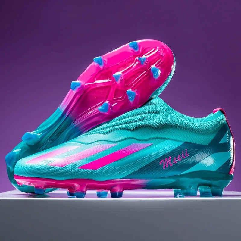 Sapatos de futebol de cano baixo unissex treinamento competição jogo sem costu