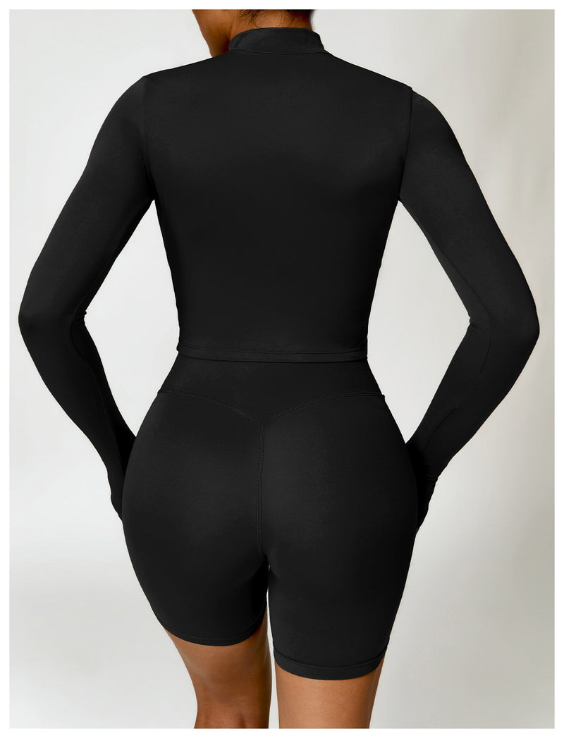 Camiseta feminina de manga comprida para corrida ao ar livre, fitness, peça ún