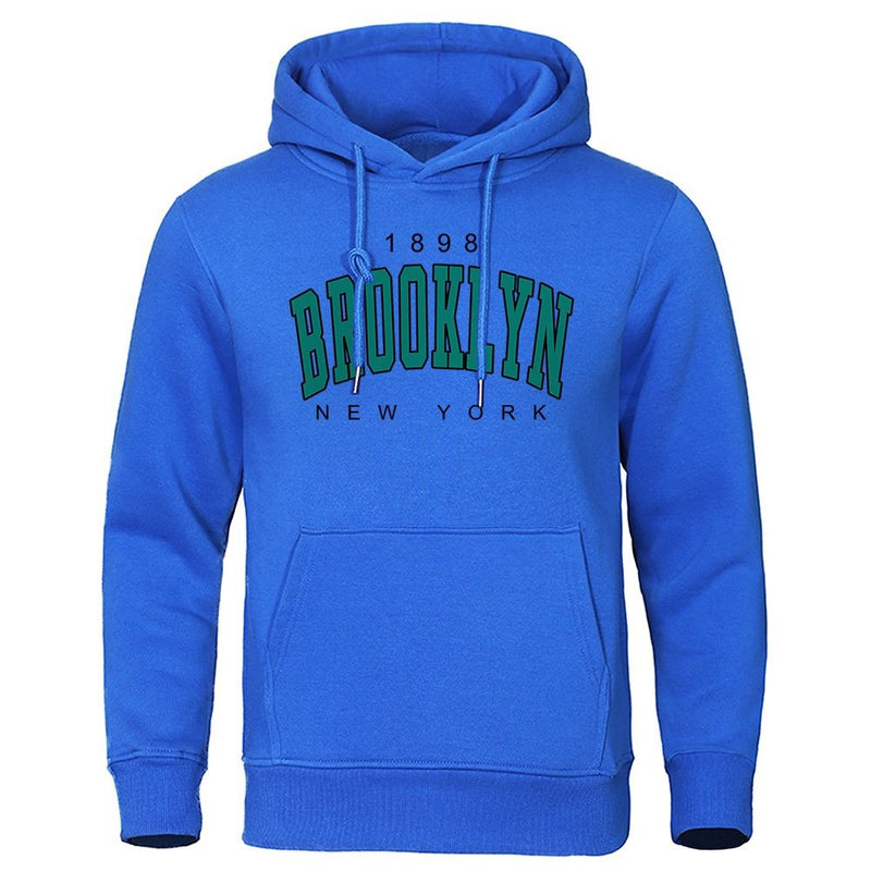 1898 Brooklyn New York Impresso Mens Hoodie Criatividade Crewneck Roupas Moda Ov