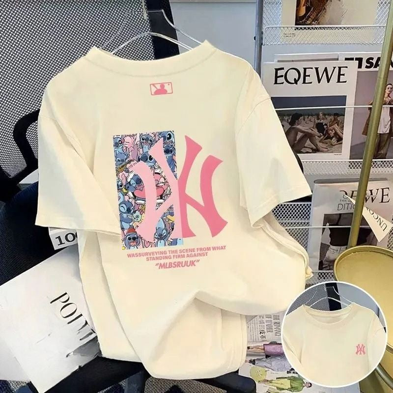 American Pure Cotton High-end de manga curta verão nova impressão para casais,