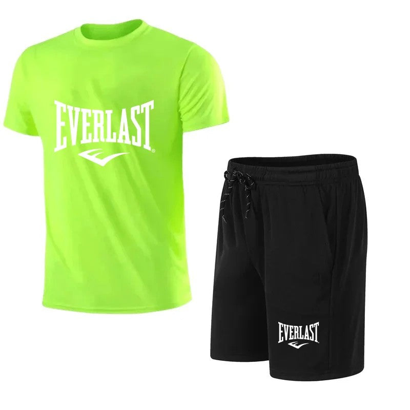 EVERLAST Conjunto de camiseta + shorts masculino, 2 peças, lazer, respiração,